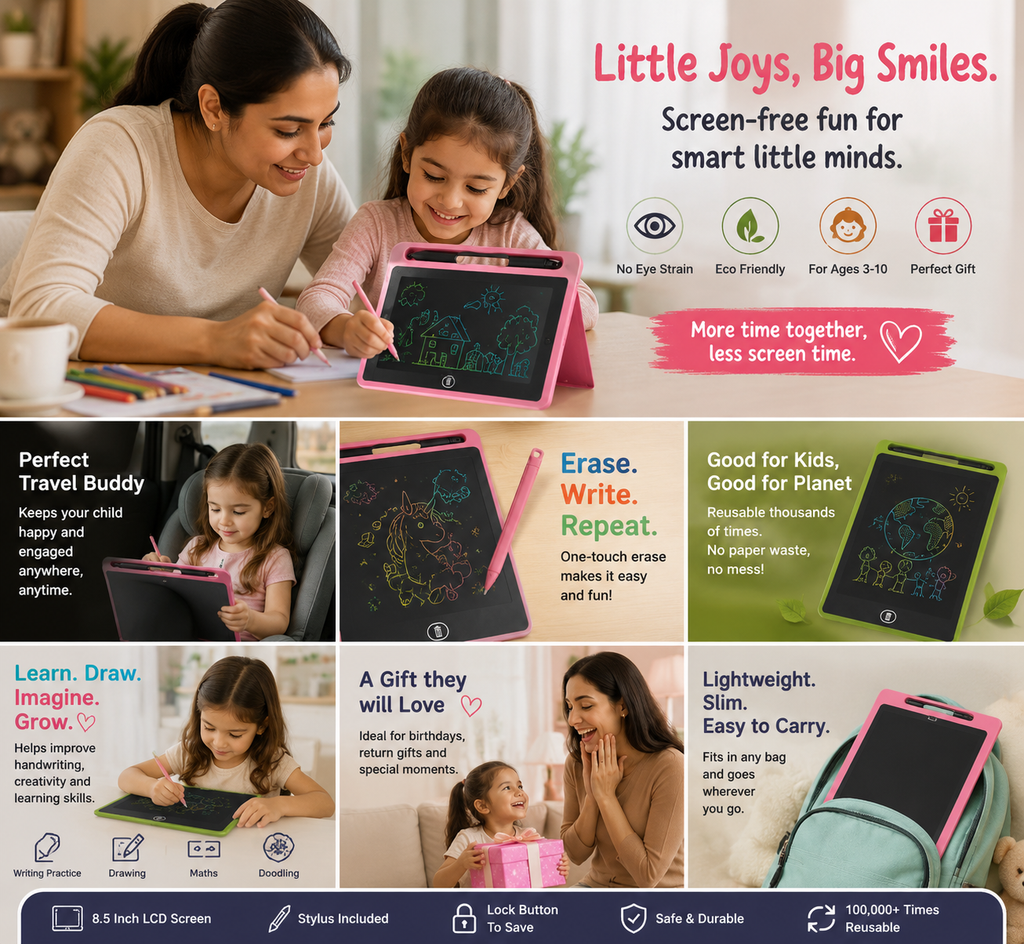 8.5 Inch Writing Tablet for Kids with Stylus
