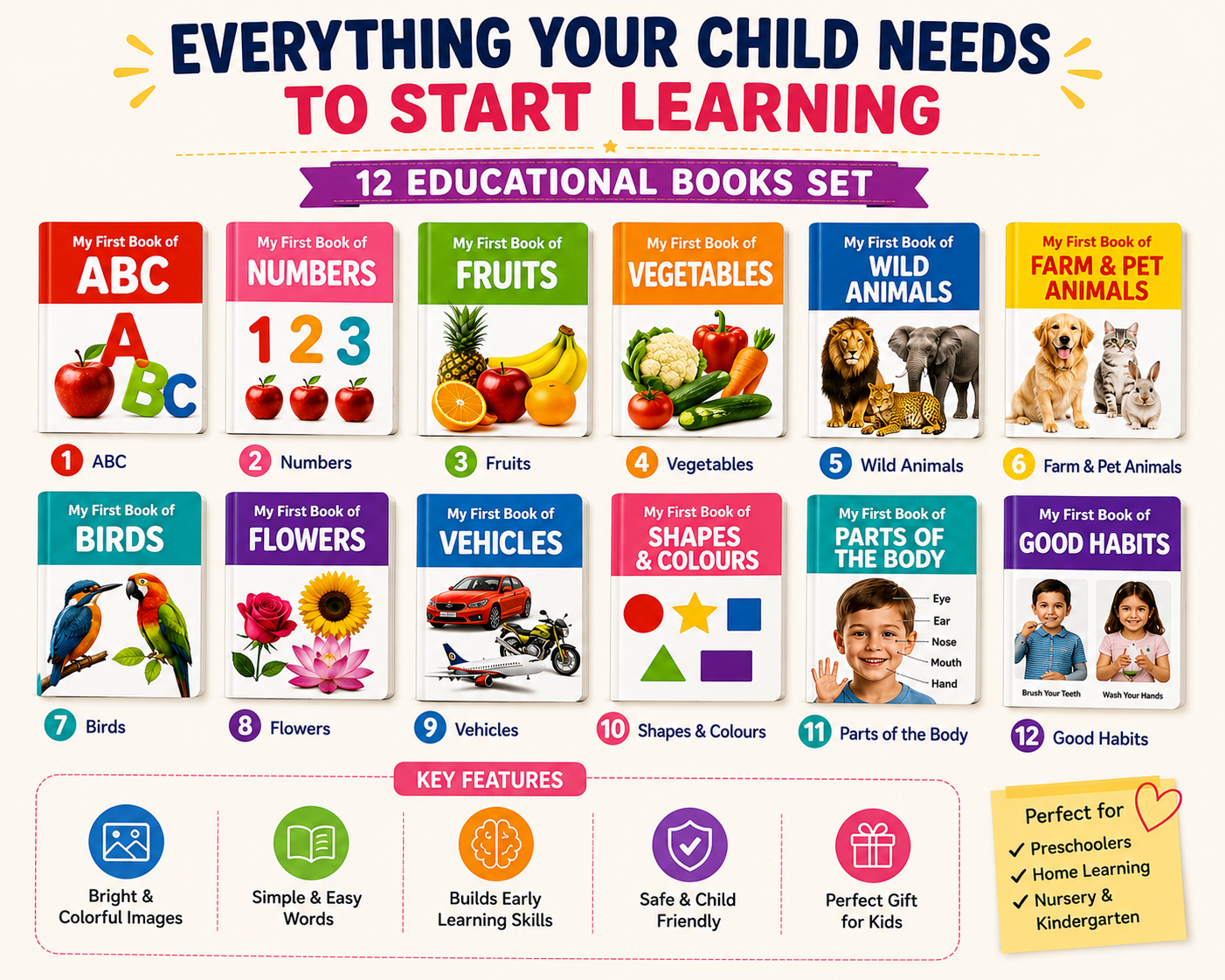 12-Piece Early Learning Books Set