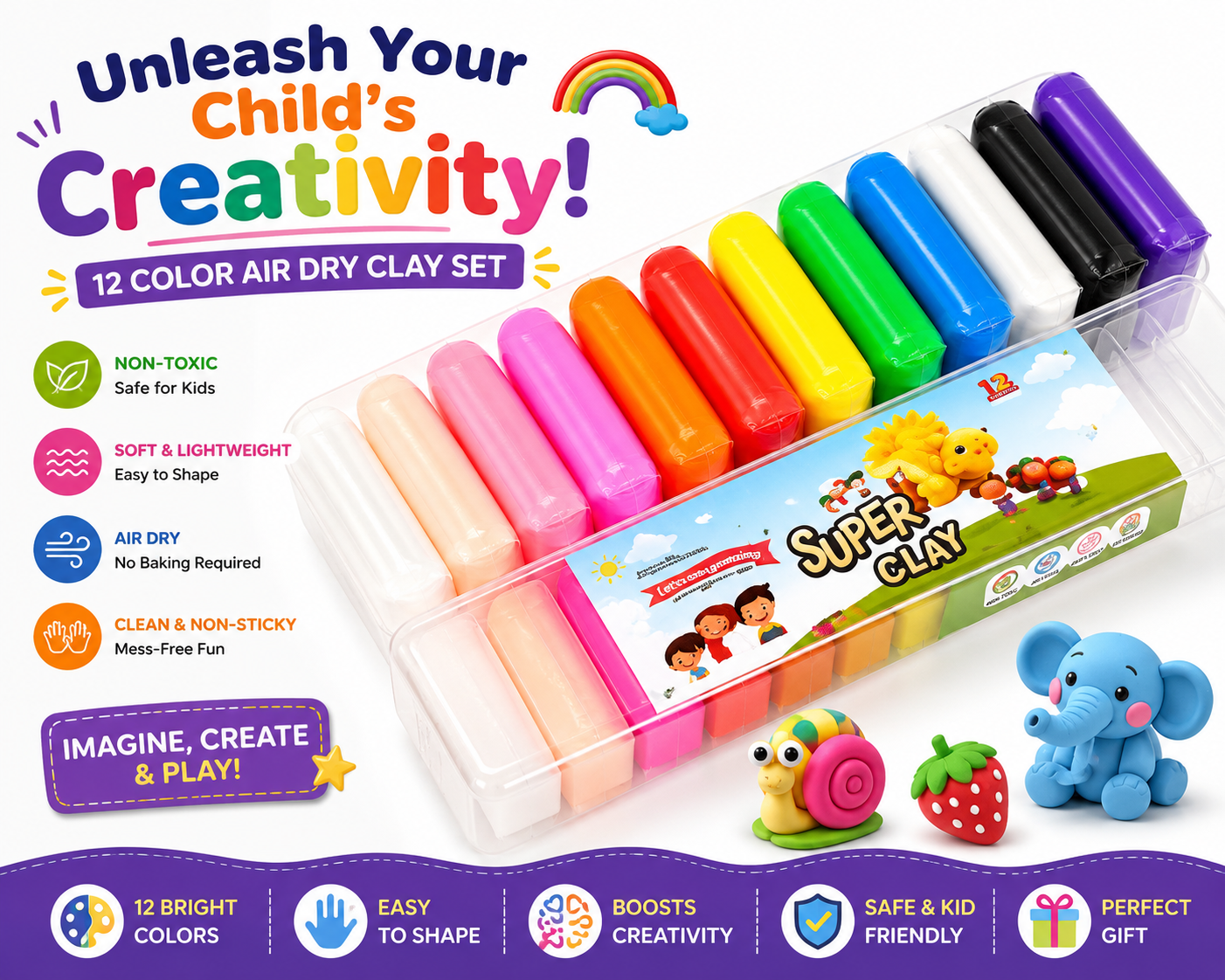 Magic DIY Modeling Clay Set – 12 Colors