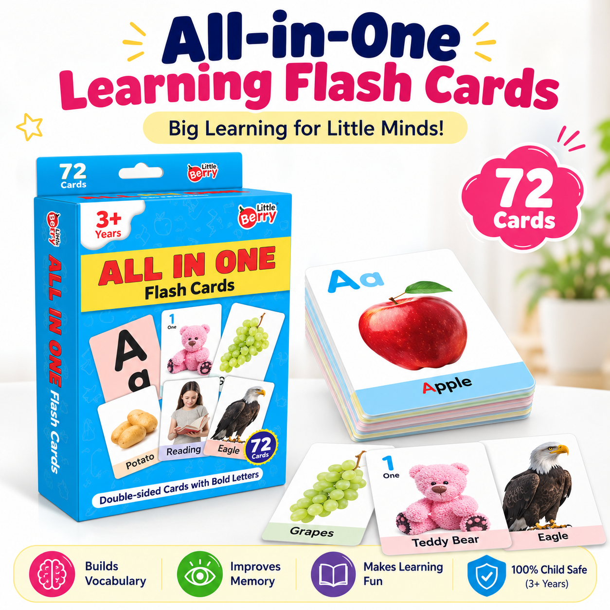 72 All-in-One Educational Flash Cards for Kids