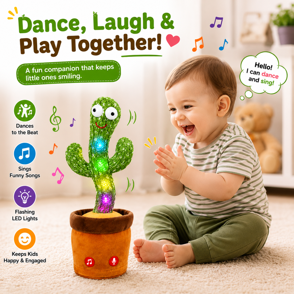 Dancing Cactus Toy with Music, Lights & Voice Repeat