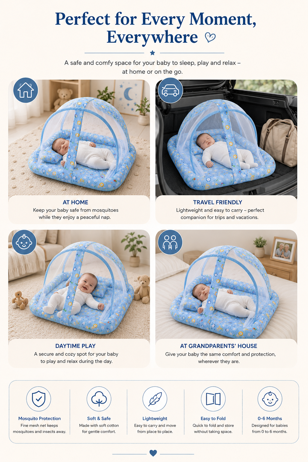 Premium Foldable Baby Mosquito Net Bed