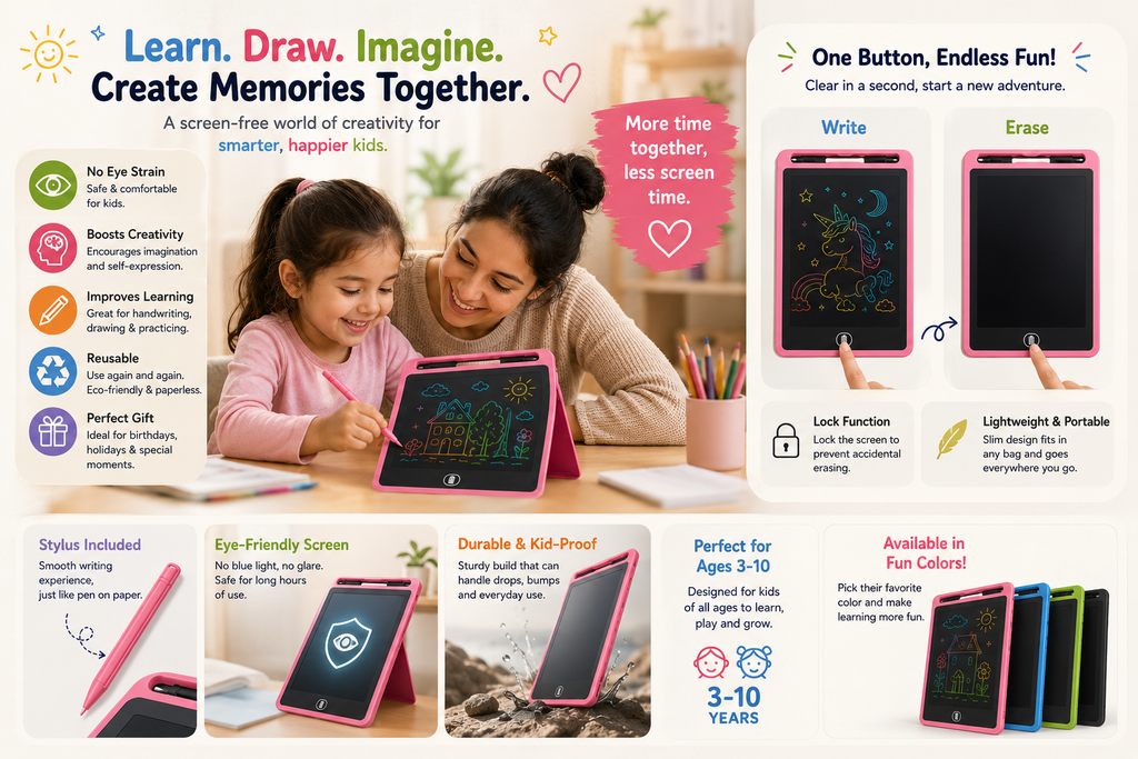 8.5 Inch Writing Tablet for Kids with Stylus