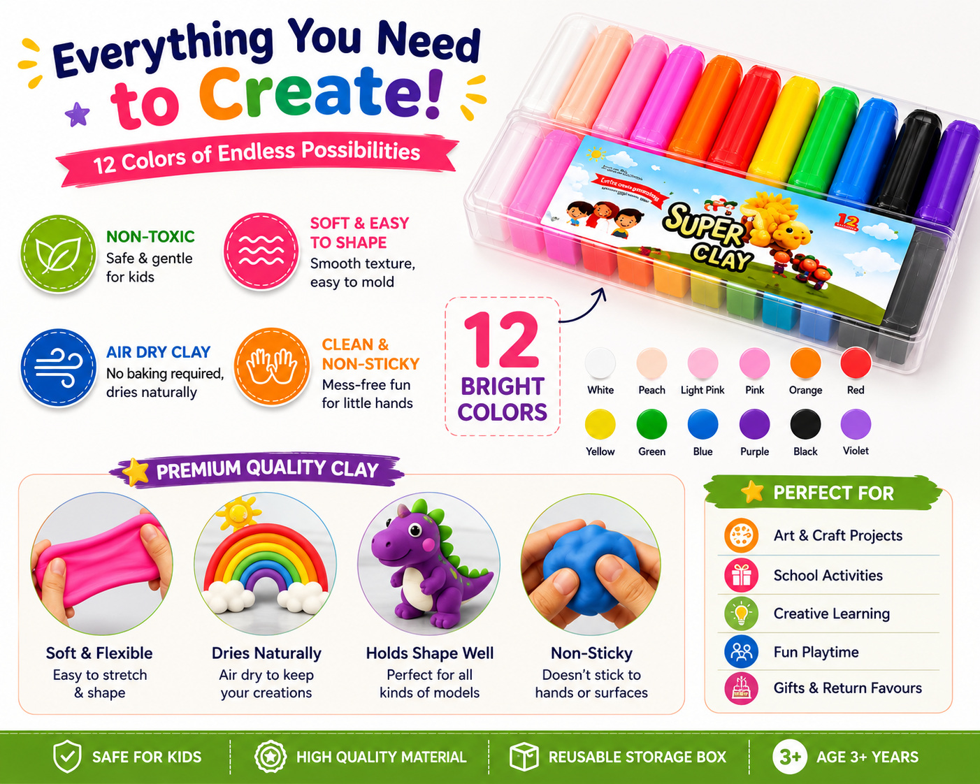 Magic DIY Modeling Clay Set – 12 Colors